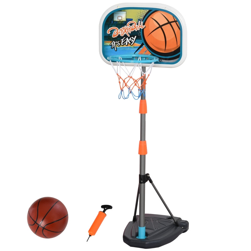 Blue Adjustable Kids Basketball Hoop Set with Ball