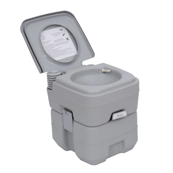 Portable Grey Camping Toilet with 2 Detachable Tanks