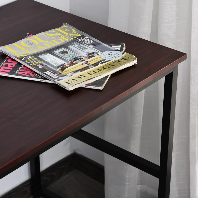 Brown Computer Desk with Storage Shelf, 120 x 60cm, Metal Frame