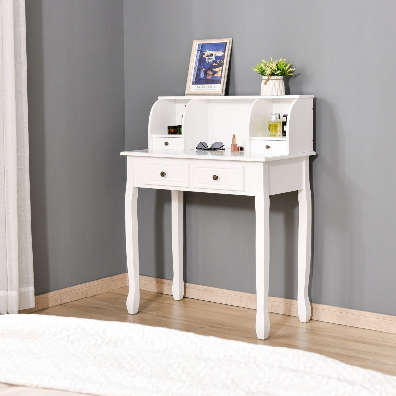 White 4-Drawer Vanity Makeup Table for Bedroom Storage