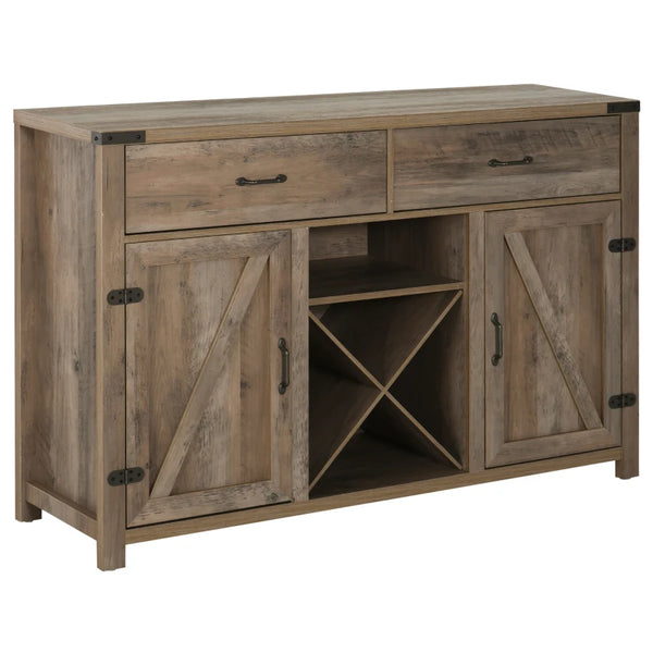 Bronze-Tone Rustic Style Side Cabinet with 2 Drawers & Cupboards - 140x39x58 cm