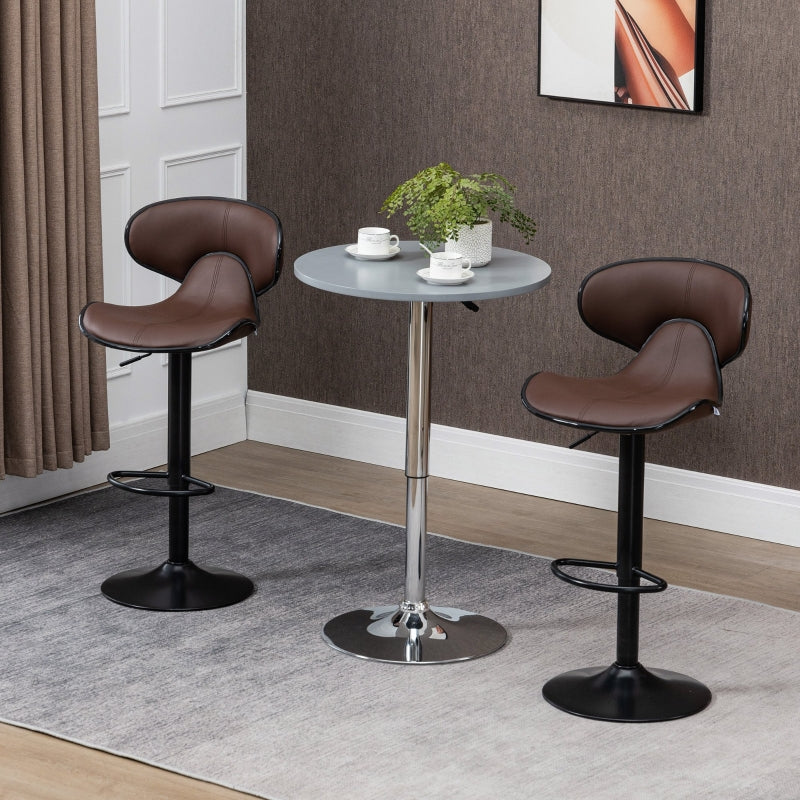 Brown Swivel Bar Stools Set of 2 with Footrest and Backrest