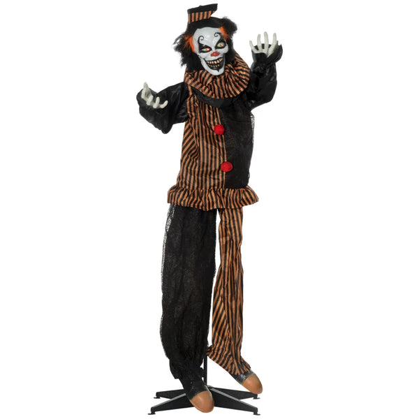 Animated Circus Clown Halloween Decoration with Light-Up Eyes