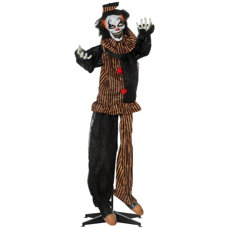 Animated Circus Clown Halloween Decoration with Light-Up Eyes