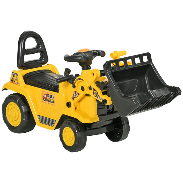 3-in-1 Yellow Ride-On Bulldozer Toy