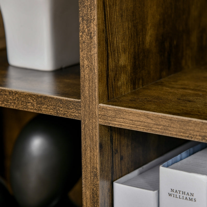 Rustic Brown Cubic Bookcase Shelves - Study, Living Room, Office Storage