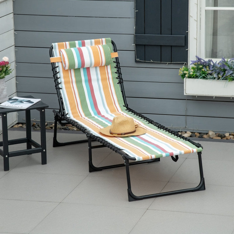 Multicolored Folding Beach Sun Lounger with 4 Adjustable Positions