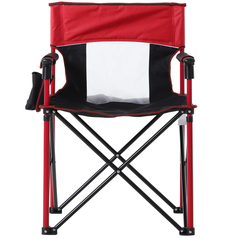 Red Folding Camping Chair with Cup Holder and Phone Pocket