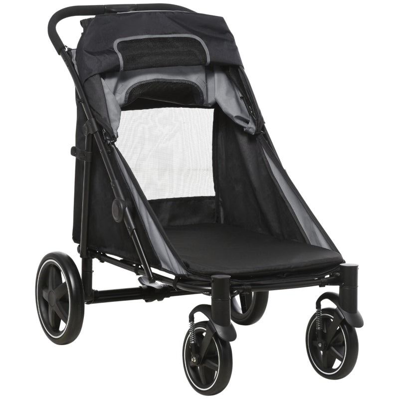 Black Foldable Pet Stroller for Medium and Large Dogs