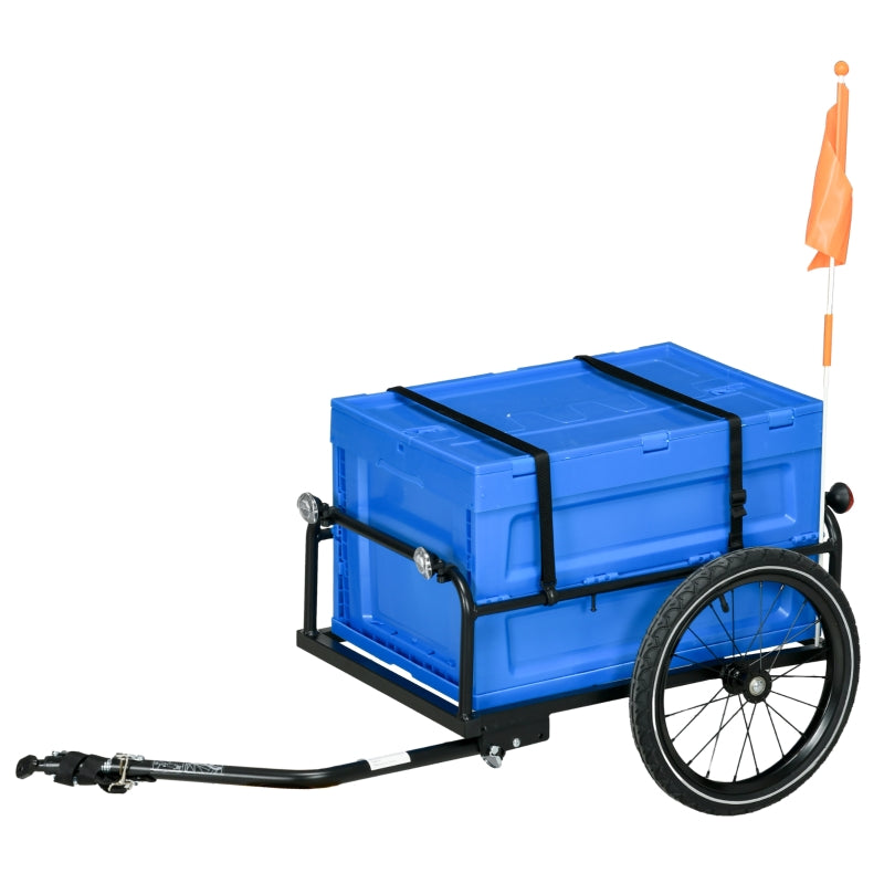 Blue Steel Frame Bike Trailer Storage Box - 65L Capacity