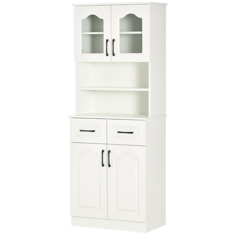 White Freestanding Kitchen Storage Cabinet with Drawers and Shelves