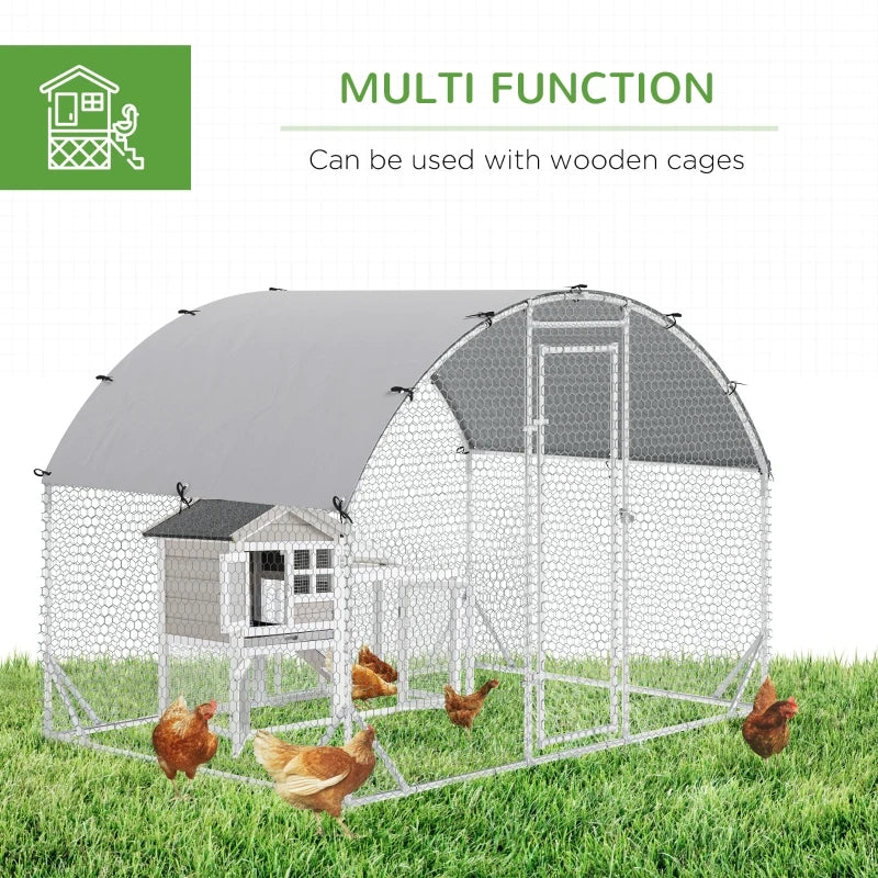 Galvanised Chicken Run with Water-Resistant Cover, 2.8 x 1.9 x 2m