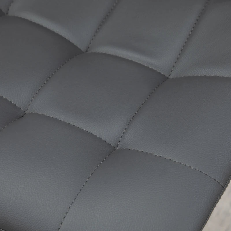 Grey Swivel Barstools Set of 2, Adjustable PU Leather Upholstered Chairs