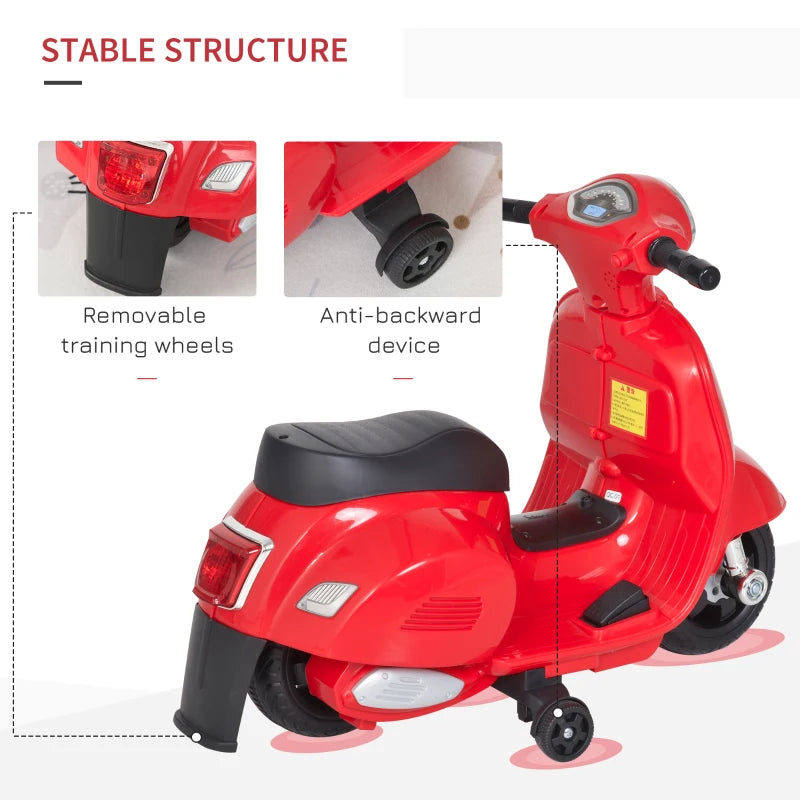 Red Vespa Licensed 6V Kids Electric Motorbike Ride-On Toy