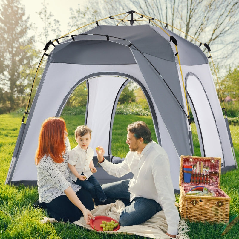 4-Person Light Grey Pop-Up Camping Tent