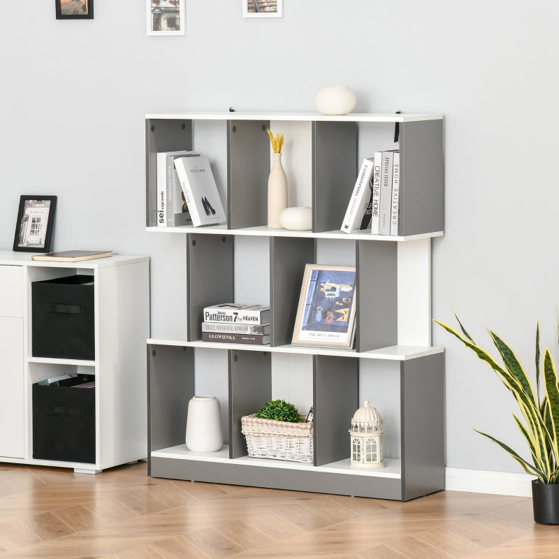 3-Tier Grey and White Bookcase Storage Shelf