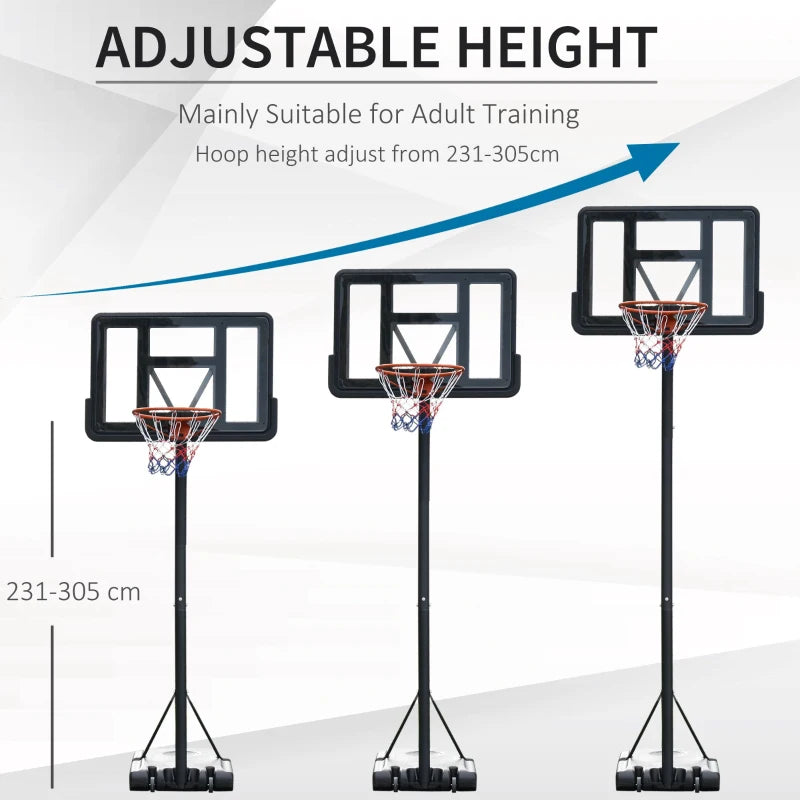 Adjustable Portable Basketball Hoop Stand - Black