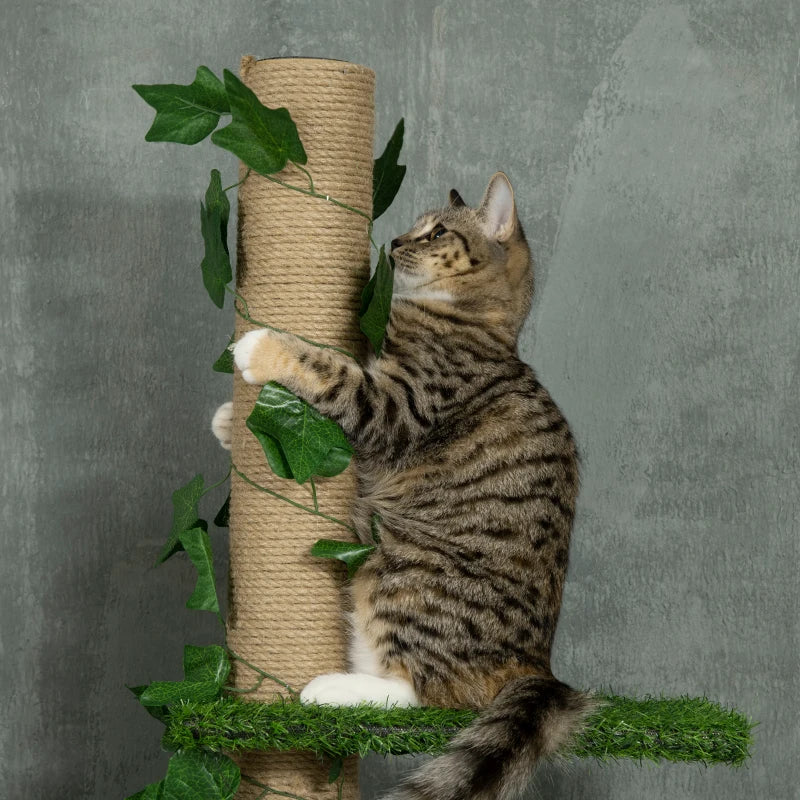 Green Adjustable Cat Tree with Perches and Anti-Slip Kit