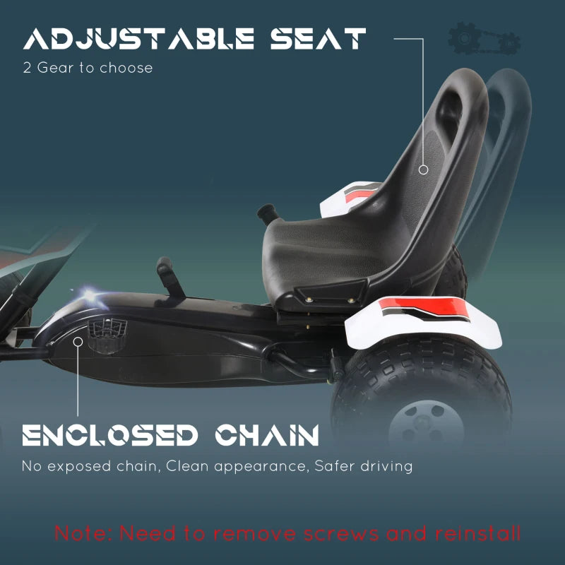 Kids Adjustable Pedal Go-Kart - White/Red