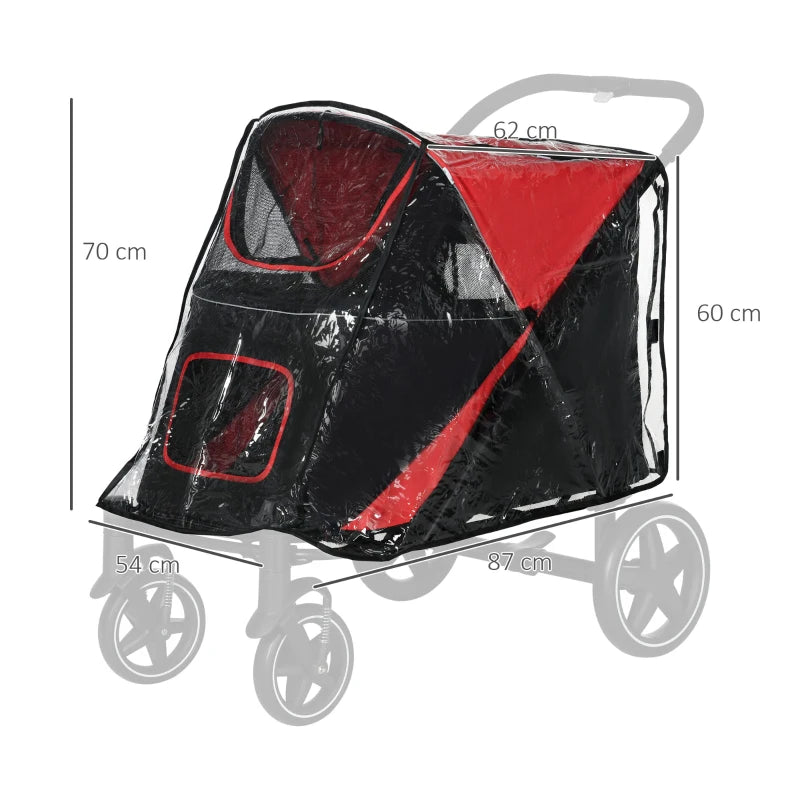 Black Dog Pram Rain Cover with Rear Entry