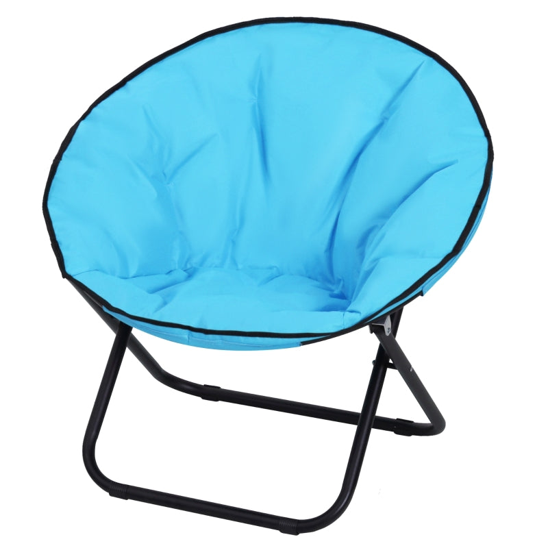 Blue Folding Padded Saucer Moon Chair for Outdoor Activities