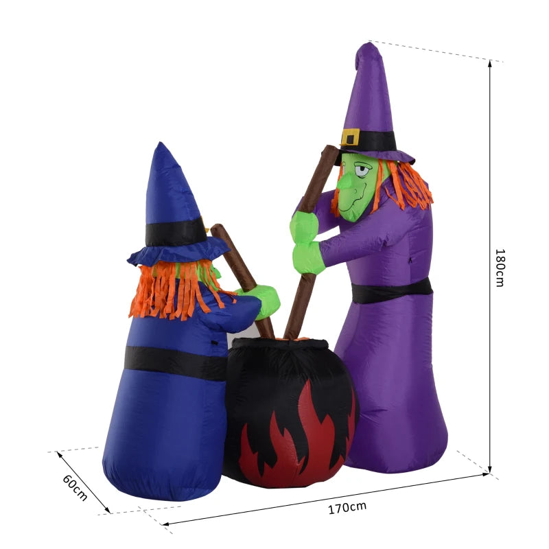 1.8m Inflatable Witches Halloween Decoration - Multicolour Polyester
