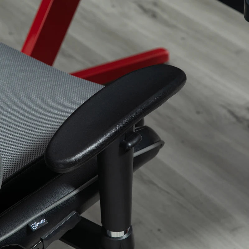 Grey Racing Gaming Chair with Headrest and Lumbar Support