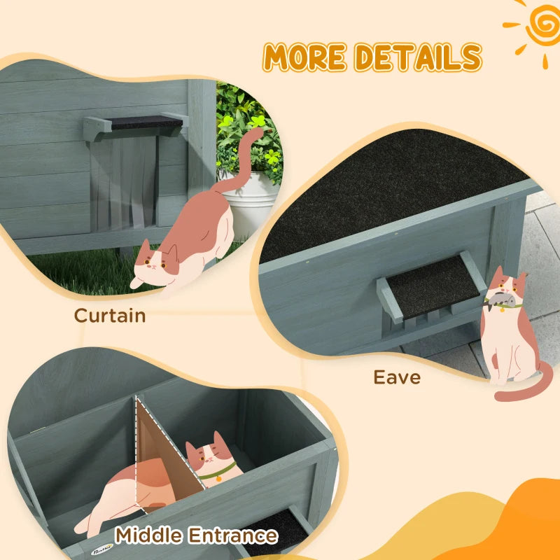 Charcoal Grey Outdoor Cat House with Insulated Design