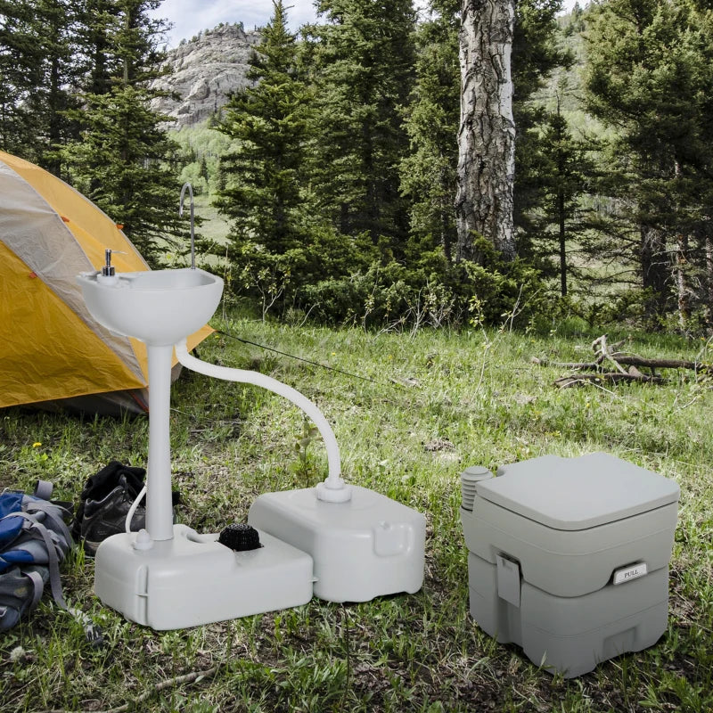 Portable Camping Toilet and Sink Set with Fresh and Waste Tanks - Outdoor Event Wastewater Recycler