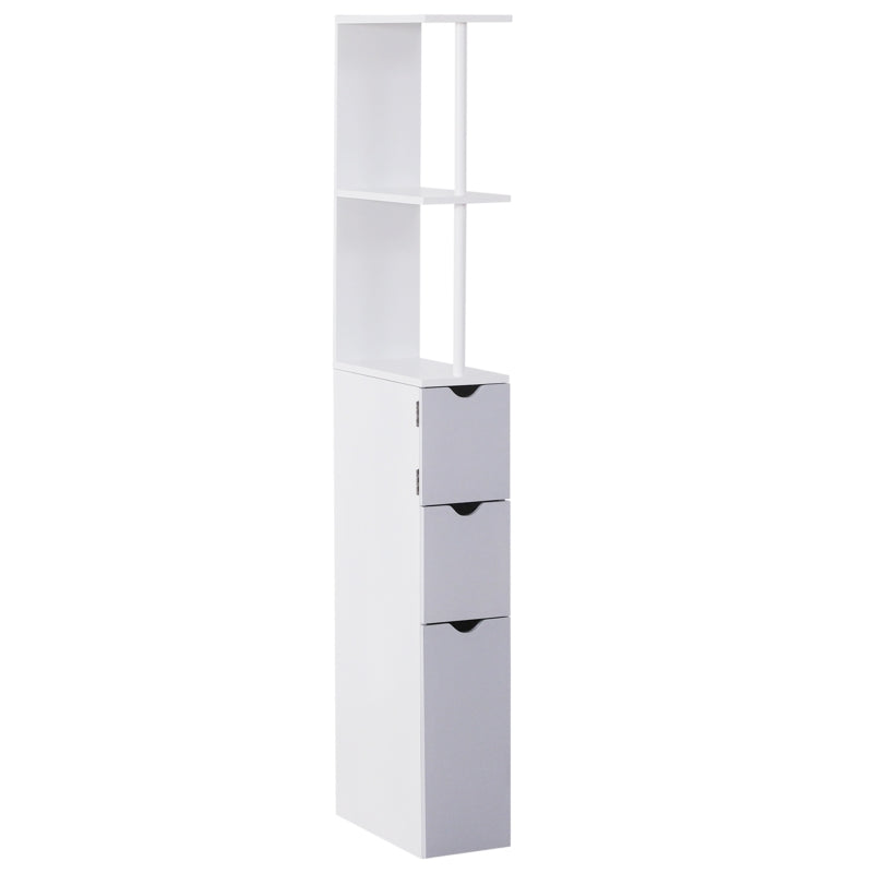 Freestanding Tall Bathroom Storage Cabinet, White & Grey