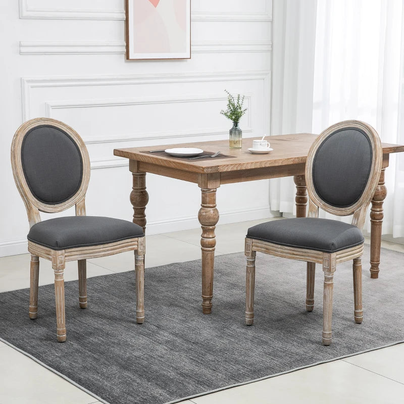 Grey French-Style Wooden Dining Chairs Set of 2