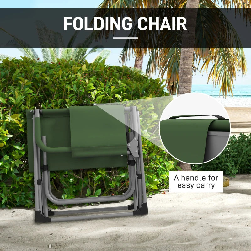 Green Folding Camping Chair with Side Table