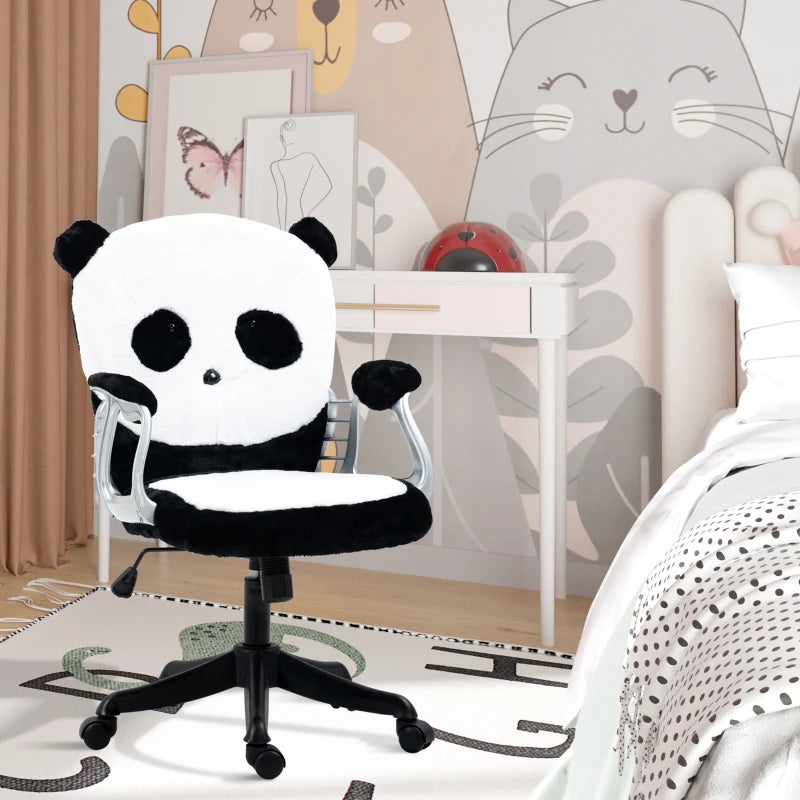 Fluffy Panda Office Chair with Tilt Function, Black and White