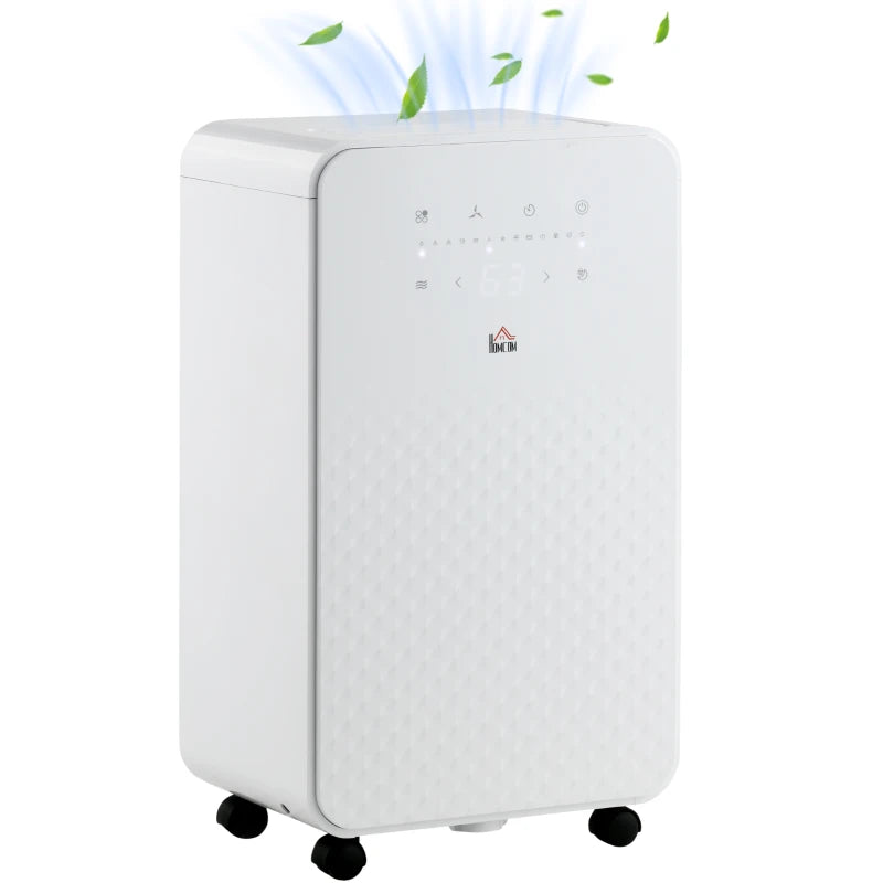 White Portable Dehumidifier with Air Purifier, 24H Timer, 5 Modes, 10L/Day