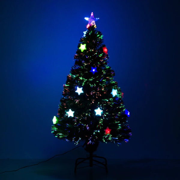 4FT Green Fibre Optic Christmas Tree with LED Star Lights