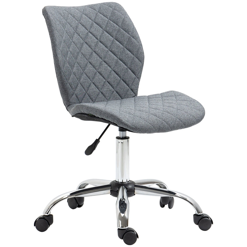 Grey Linen Fabric Swivel Desk Chair with Adjustable Height