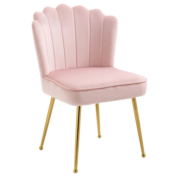 Blush Velvet Accent Chair with Gold Metal Legs, Modern Vanity Chair