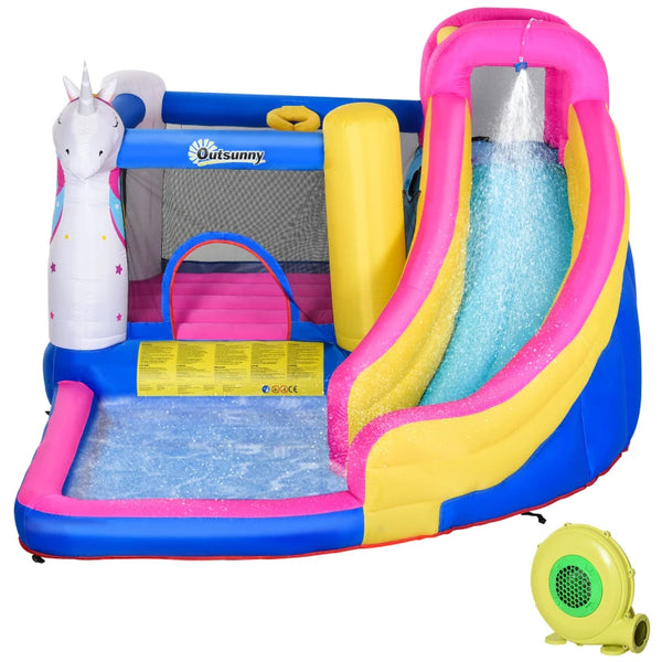 5-in-1 Multicoloured Bouncy Castle Set with Blower - Ages 3-8