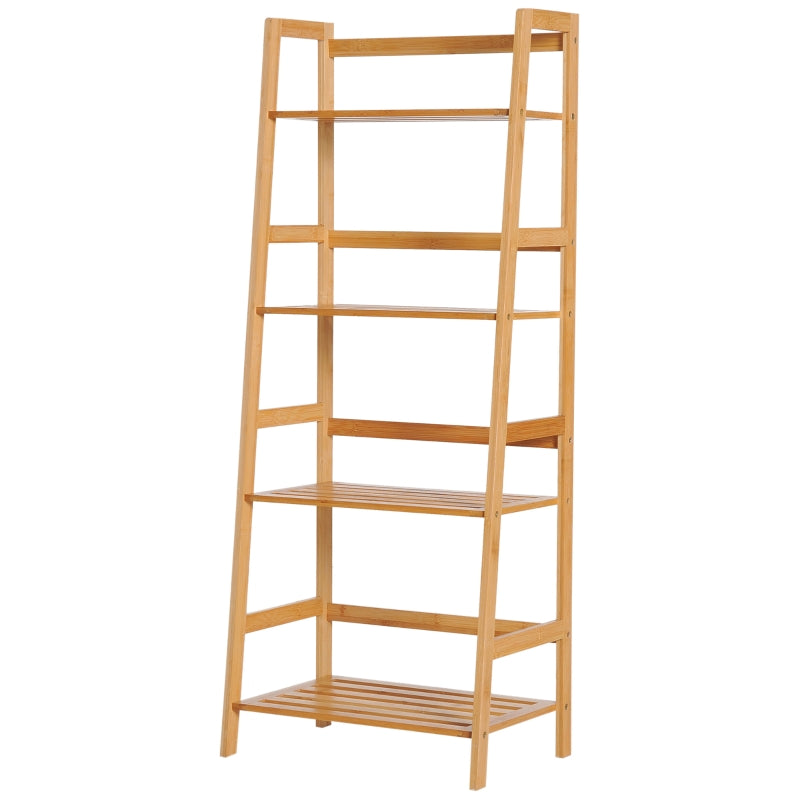 4-Tier Bamboo Ladder Bookshelf, Natural Wood, 48x31.5x120cm