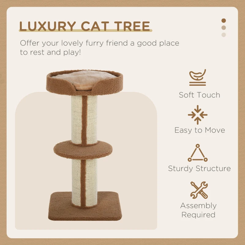 Brown 91cm Cat Tower Scratching Post for Indoor Cats