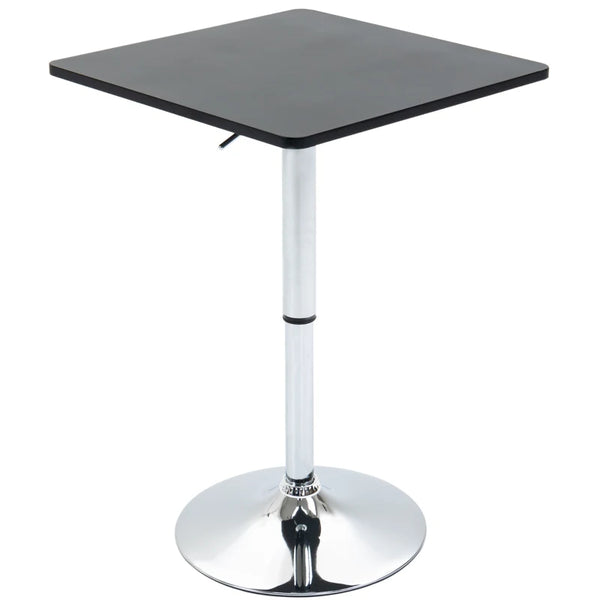 Modern Black and Silver Swivel Bar Table with Adjustable Height