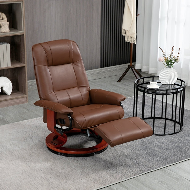 Brown Faux Leather Reclining Armchair with Footrest