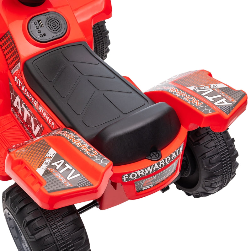 Red Kids Electric Ride-On Quad Bike with Music | 18-36 Months