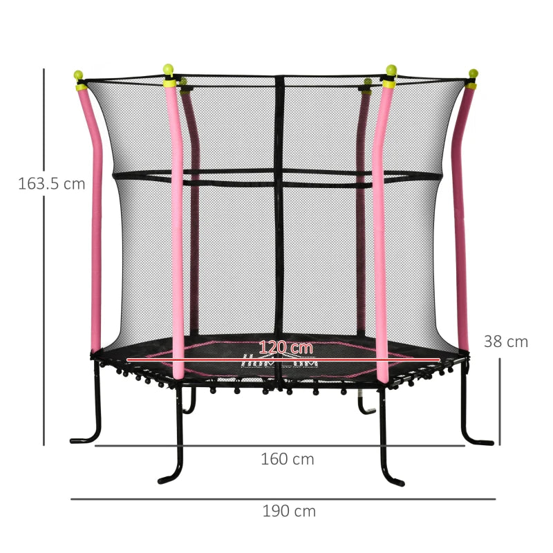 5.2FT Pink Kids Trampoline with Enclosure Net - Indoor/Outdoor Mini Trampoline for Ages 3-10