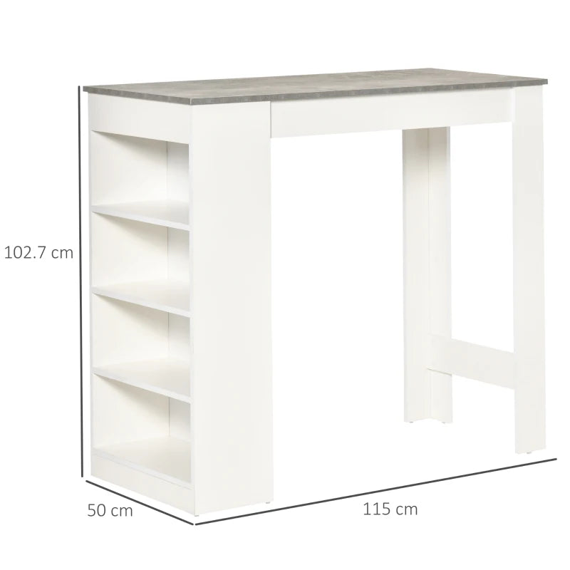 Grey 4-Tier Storage Shelf Bar Table