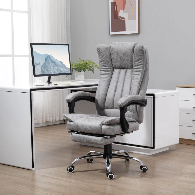 Grey Massage Office Chair with Heat & Footrest