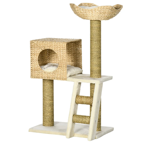 Cat Tree with Scratching Posts, Bed, Cat House - Natural