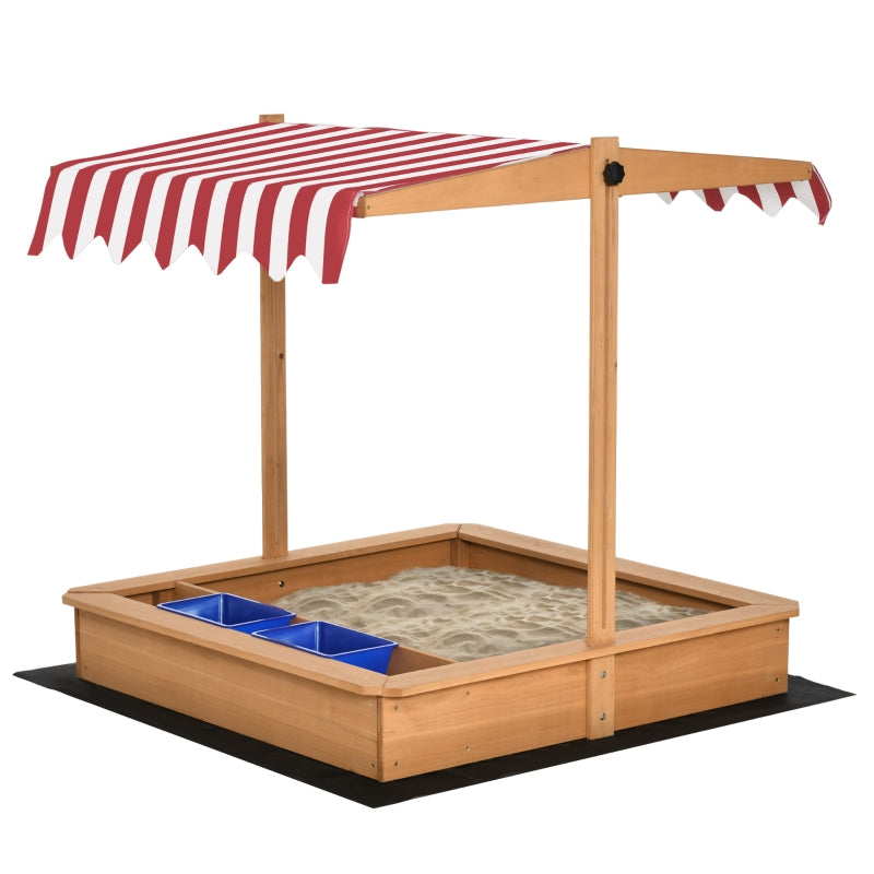 Wooden Sand Pit with Canopy - Blue Kids Sandbox Set