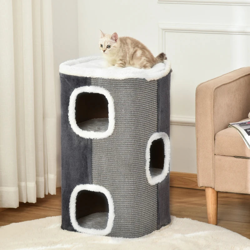 Grey Sisal Cat Barrel with Plush & Fleece