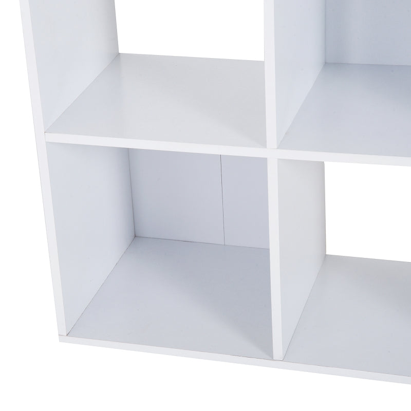 White Wooden 9 Cube Storage Unit with 3 Tier Bookcase Shelves